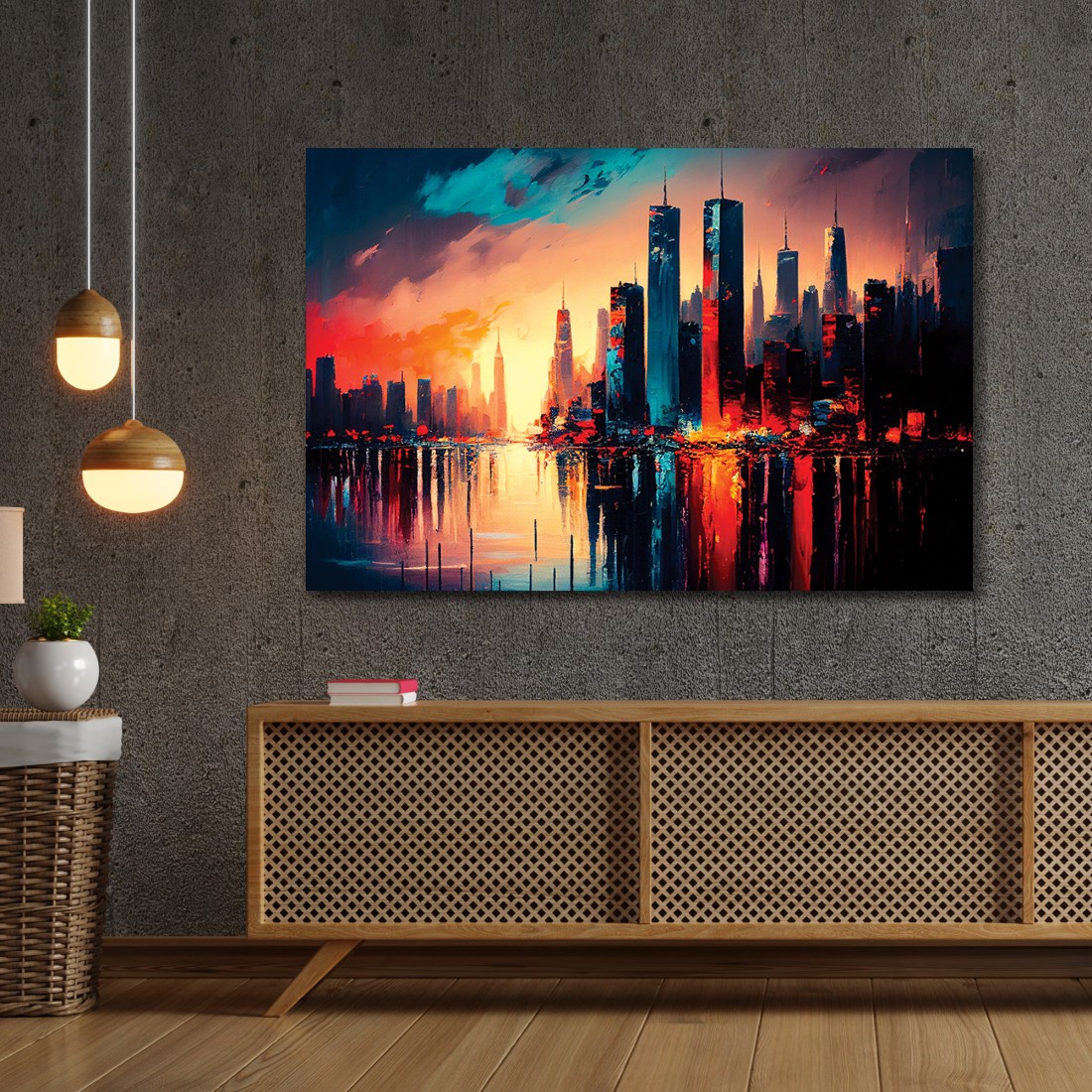 KOTART Beautiful Sunset in City Large Canvas Painting - Modern Vibrant  Canvas Art Canvas 33 inch x 21 inch Painting Price in India - Buy KOTART Beautiful  Sunset in City Large Canvas