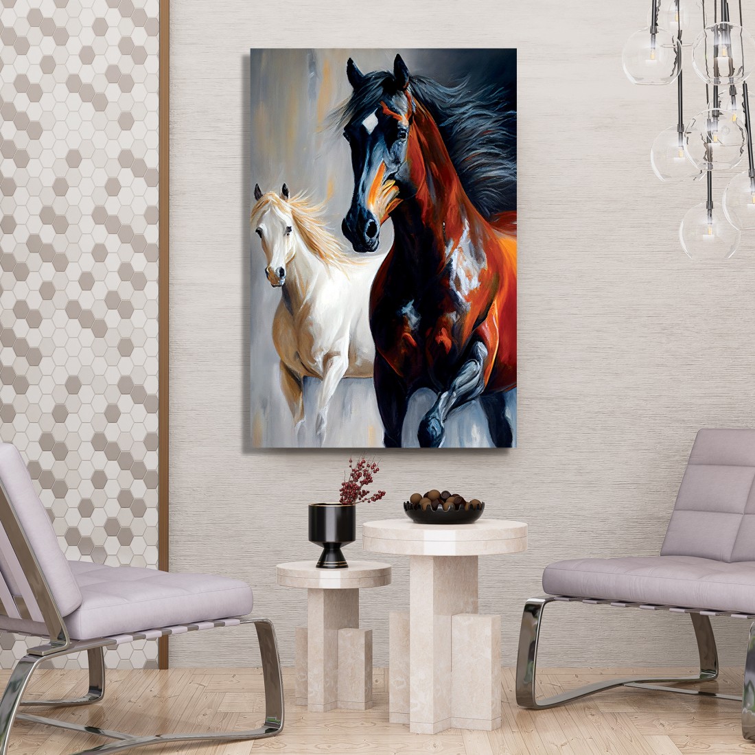 KOTART Two Horse Canvas Art - Modern Horse Canvas Painting Canvas 33 inch x  21 inch Painting Price in India - Buy KOTART Two Horse Canvas Art - Modern  Horse Canvas Painting