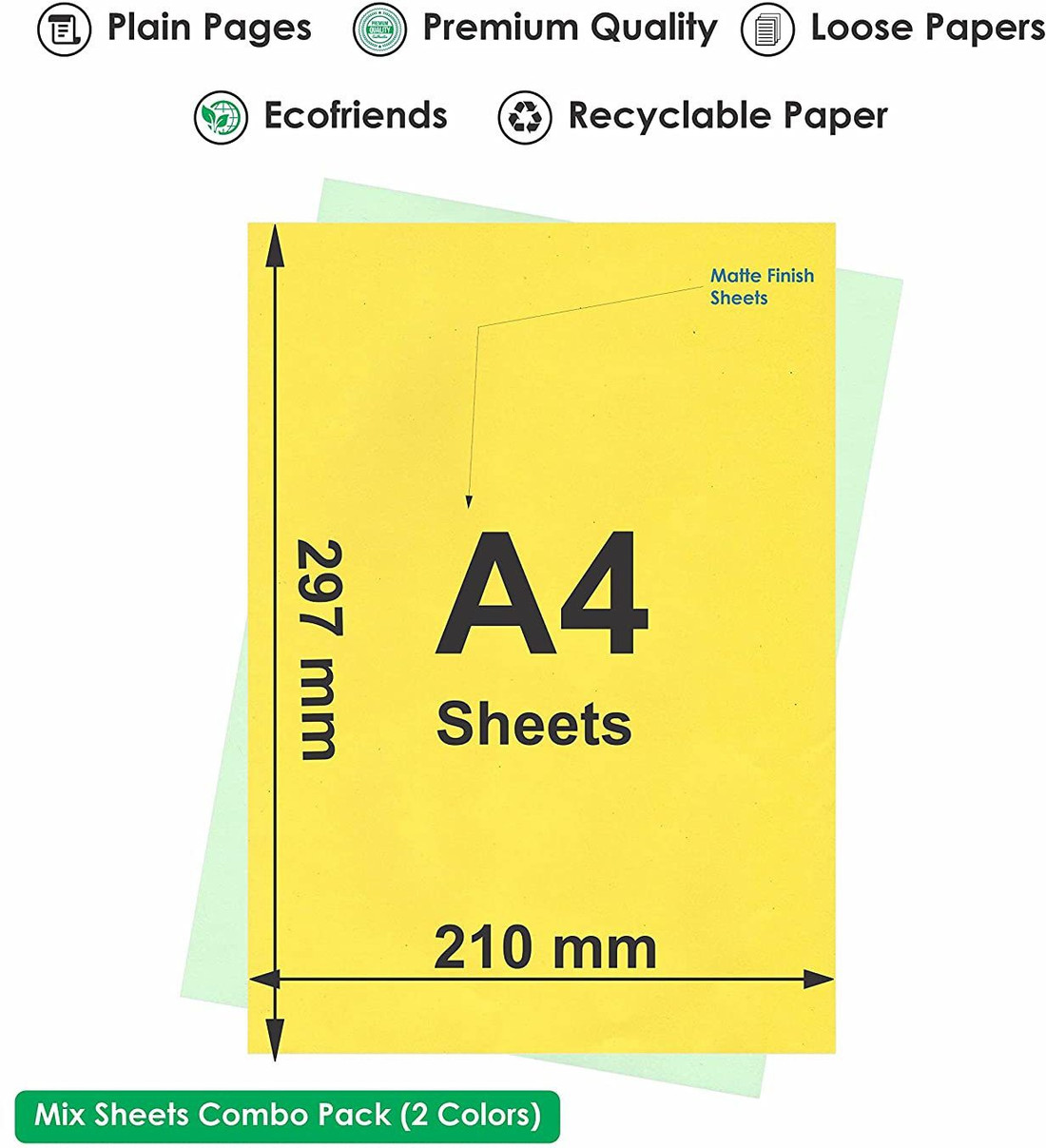 Flipkart ESCAPER Lemon Mint Colour Paper A4 Size Bundle