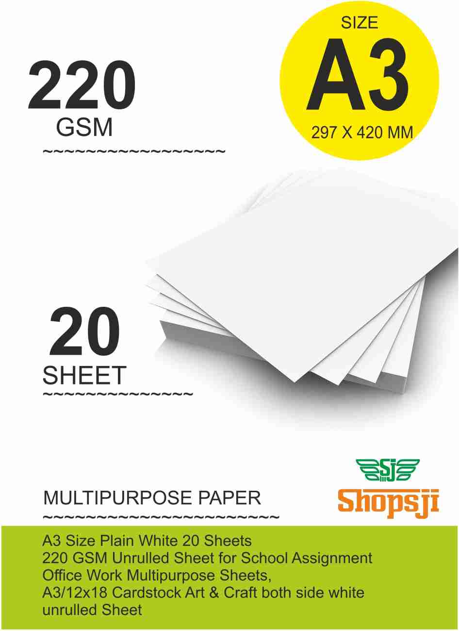 KRASHTIC Ivory Sheets, A3 Size, Pack Of 20, Drawing Paper  For Making Chart and Drawing Plain A3 300 gsm Drawing Paper - Drawing Paper