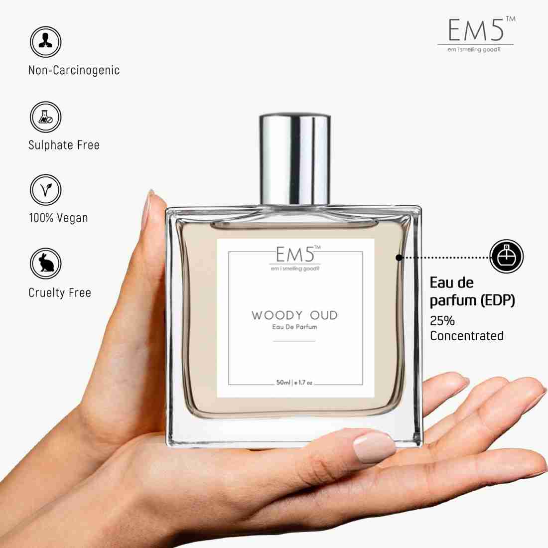 EM5 Nomade Long Lasting Unisex Perfume Spray EDP Amber Oud Smoky Leather 50  ml