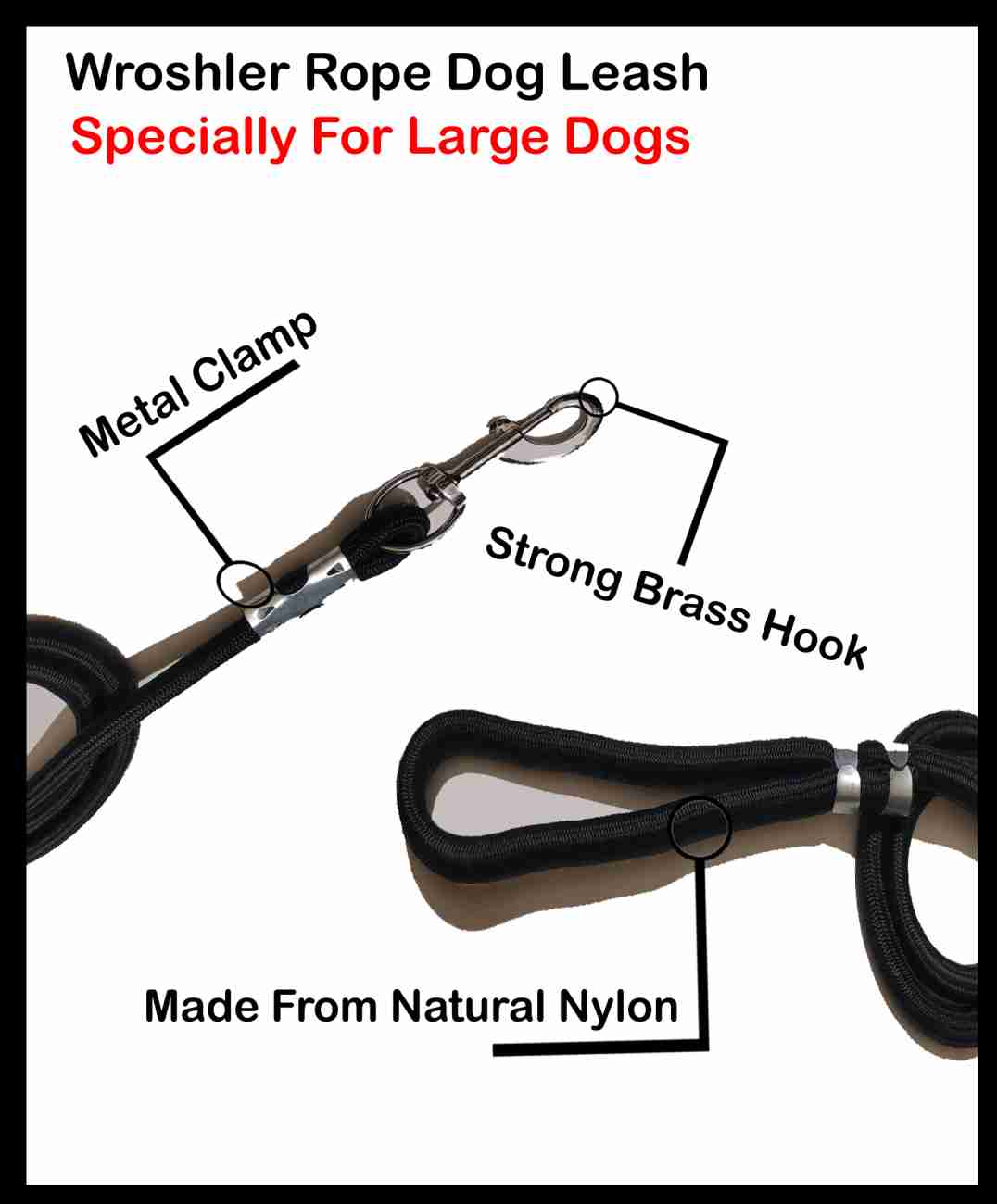 WROSHLER Heavy Nylon Rope Leash for Dogs with Hook for Large Dogs 150 cm Dog  Cord Leash Price in India - Buy WROSHLER Heavy Nylon Rope Leash for Dogs  with Hook for