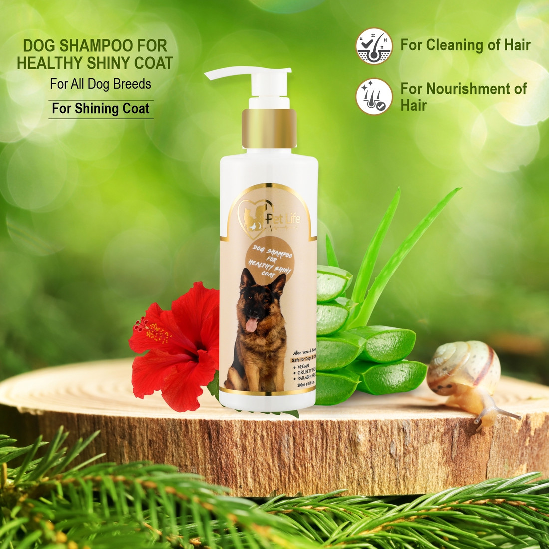 Dog shampoo top for shiny hair