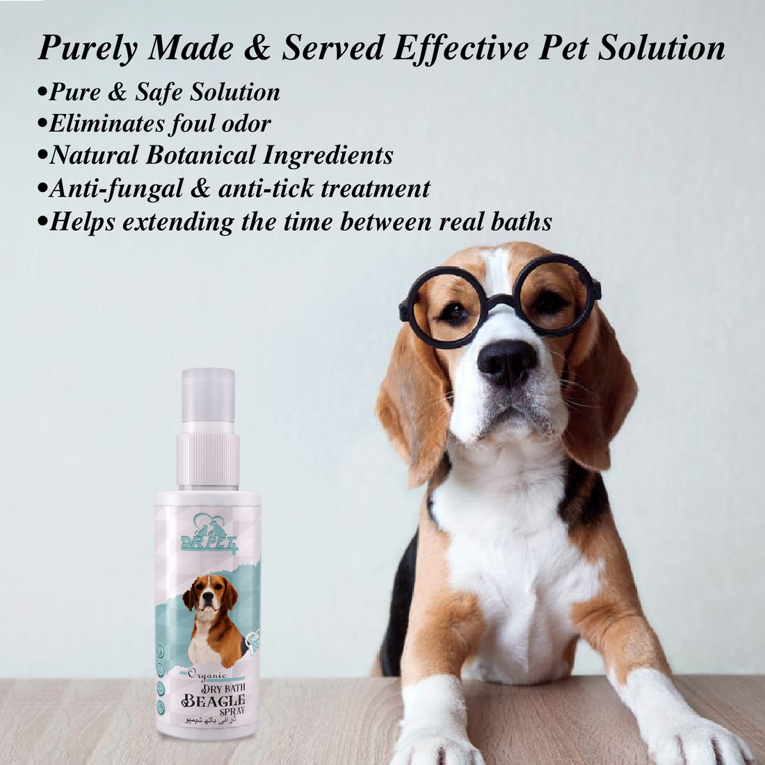 DR PET PLUS Organic Dry Bath Dog Shampoo For Beagle Dog Puppy