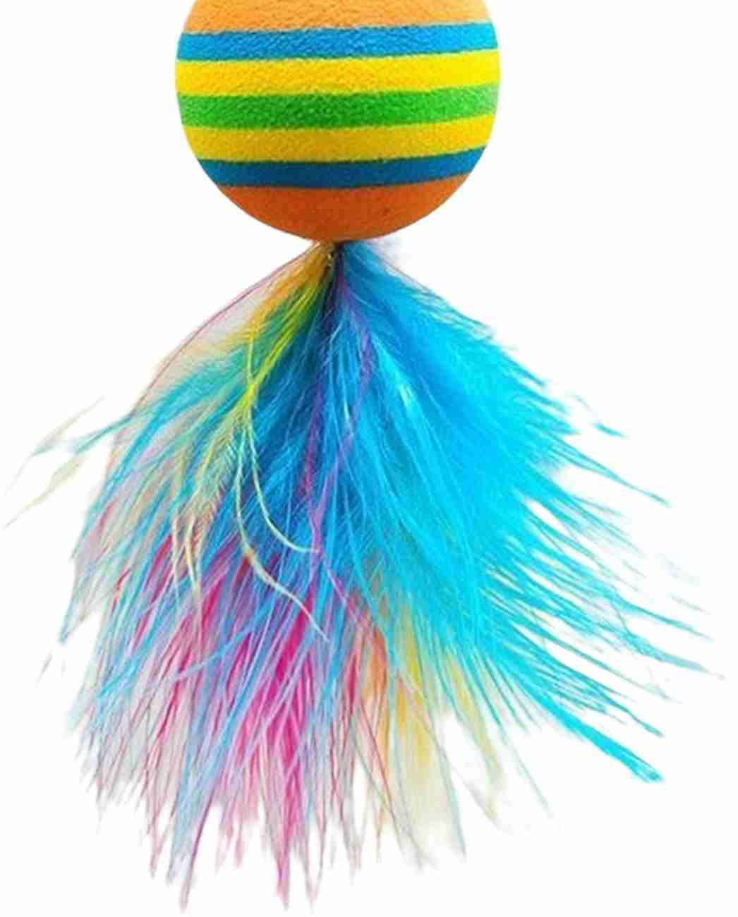 1pc Ball Decor Cat Teaser Stick, Blue Tassel Decor Wood Pet Toy