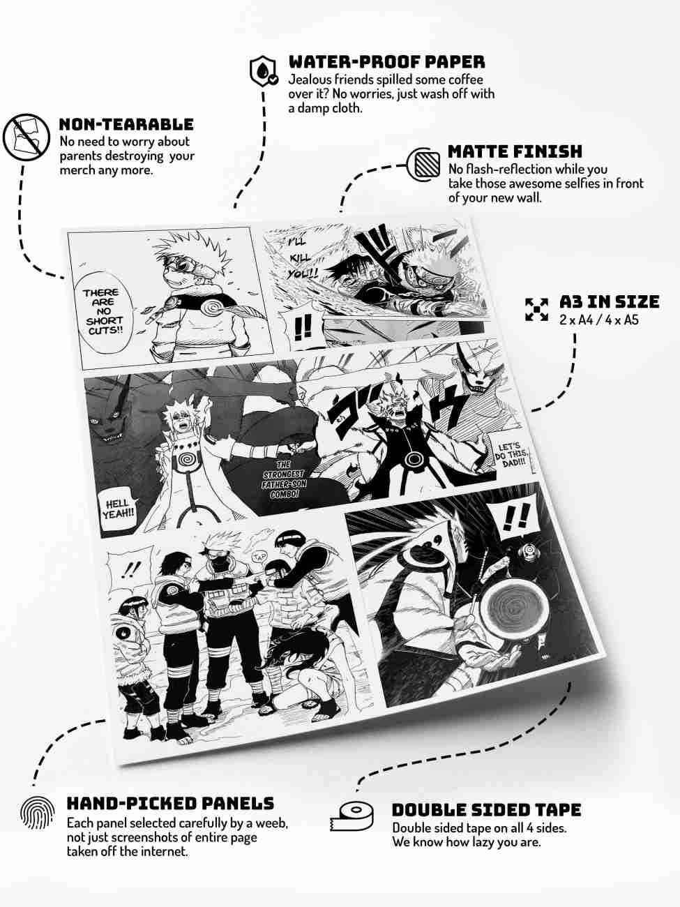 Naruto Anime Shinobi Manga Panel 19 Waterproof Non-tearable Wall