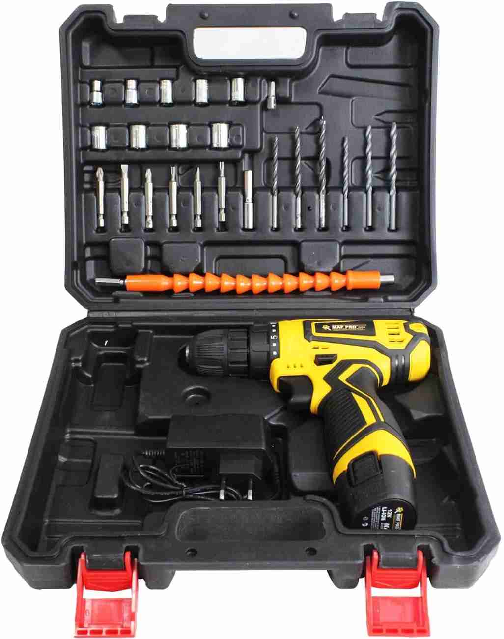 Maf Pro 12V Cordless Variable Speed Reversible Drill Machine Driver With 10 Screwdriver Reversible Function Pistol Grip Drill 10 mm Chuck Size Cordless Drill Price in India Buy Maf Pro 12V Cordless