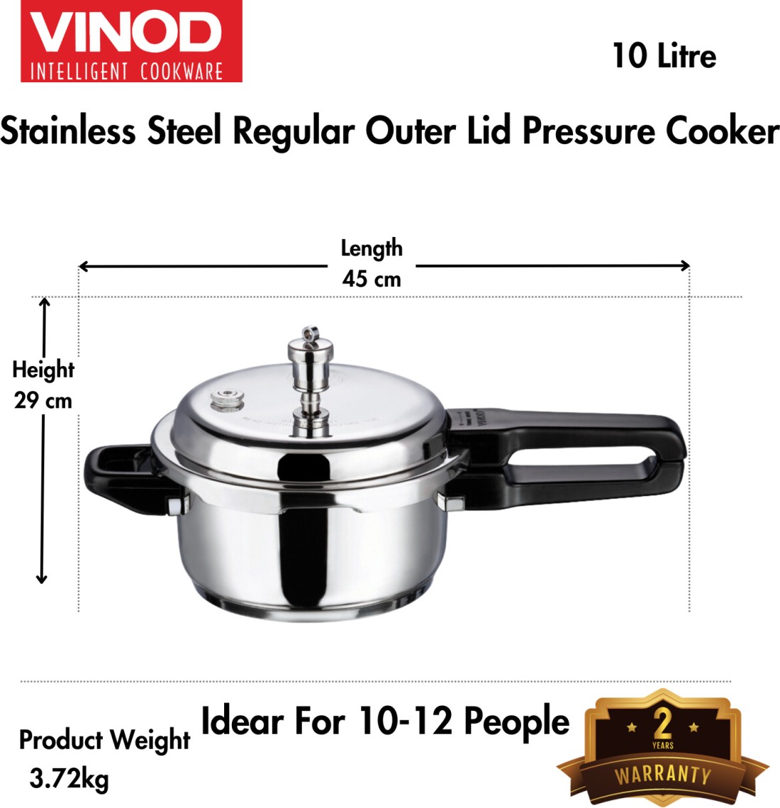 Vinod 10 discount litre pressure cooker