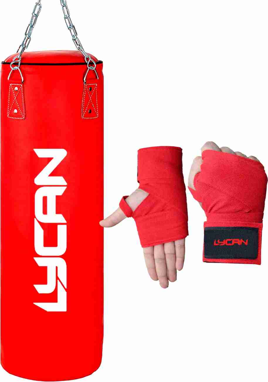 LYCAN 2Ft Unfilled Heavy Black Boxing Bag with Steel Chain & Hand