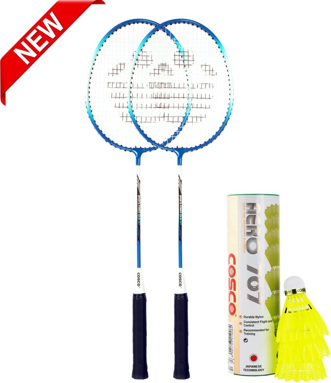 COSCO Badminton Set CB-86 Racquet With Aero 707 Shuttle Box Multicolor Strung Badminton Racquet
