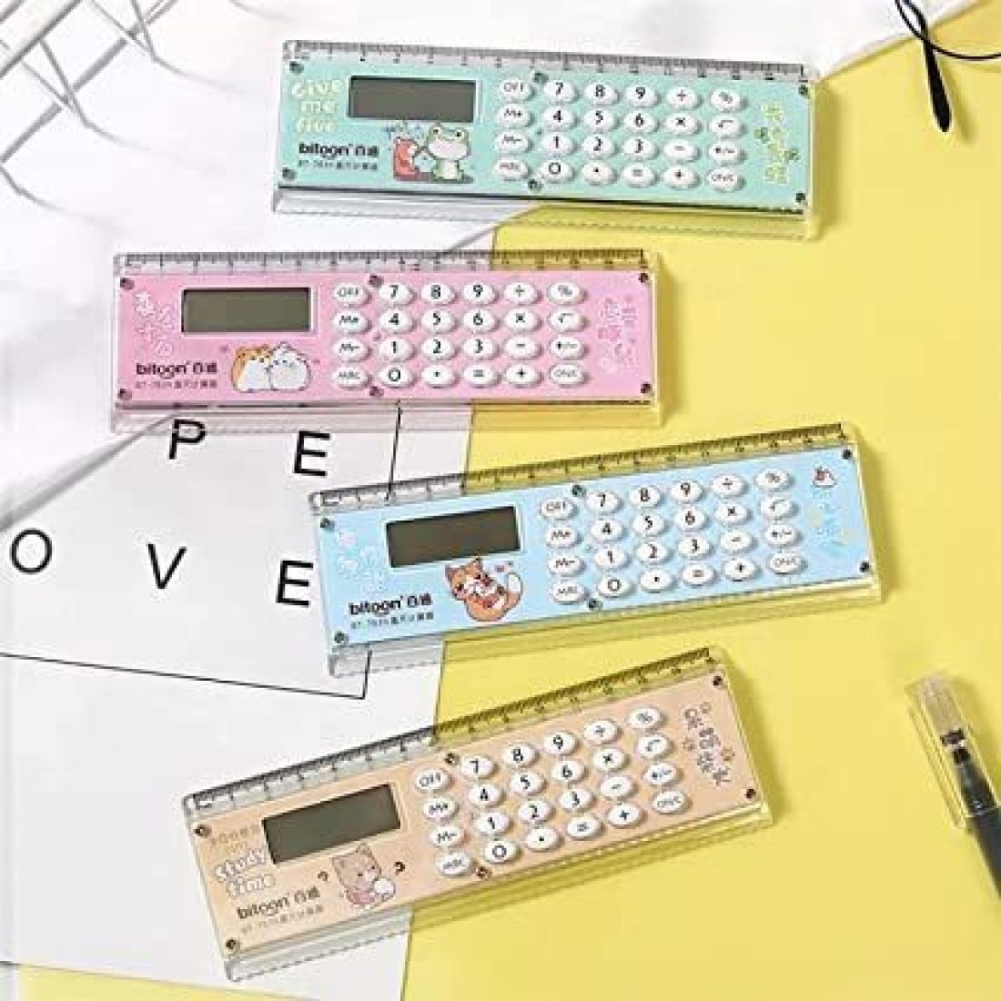 TOPHAVEN Cute Kawaii Cartoon Design 15 Cm Scale With Digital  Calculator Ruler Ruler 