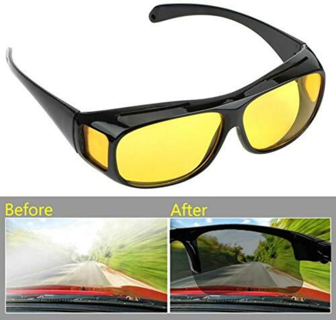 ExpressHub Premium Night Driving Clear Vision Sunglasses, HD Vision Glasses  For Car Driving, Bike Riding Yellow Glasses