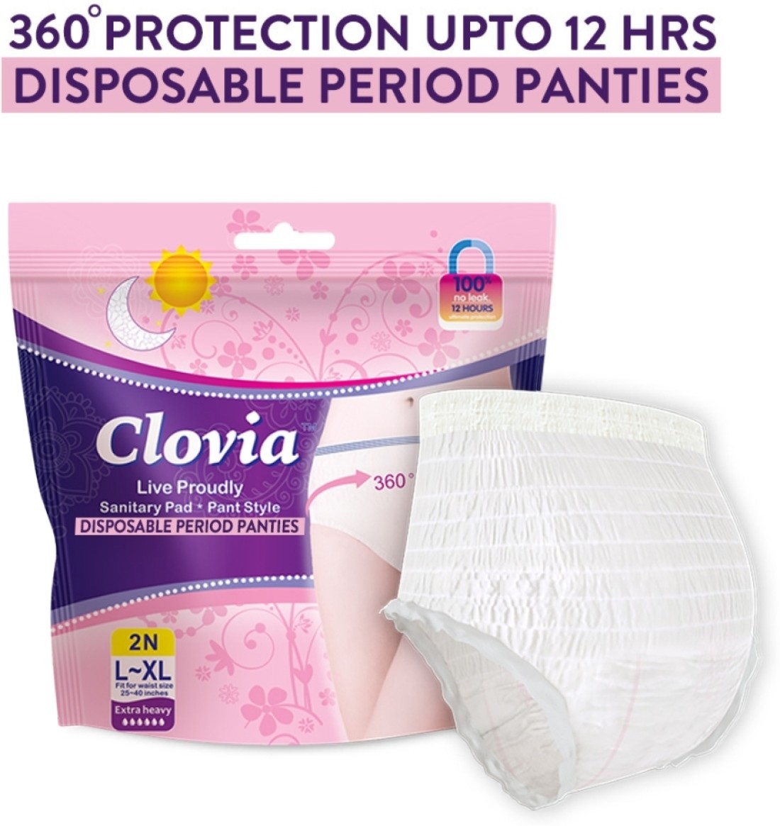 Clovia Heavy Flow Disposable Period Panties for Sanitary Protection (Pack  of 5)