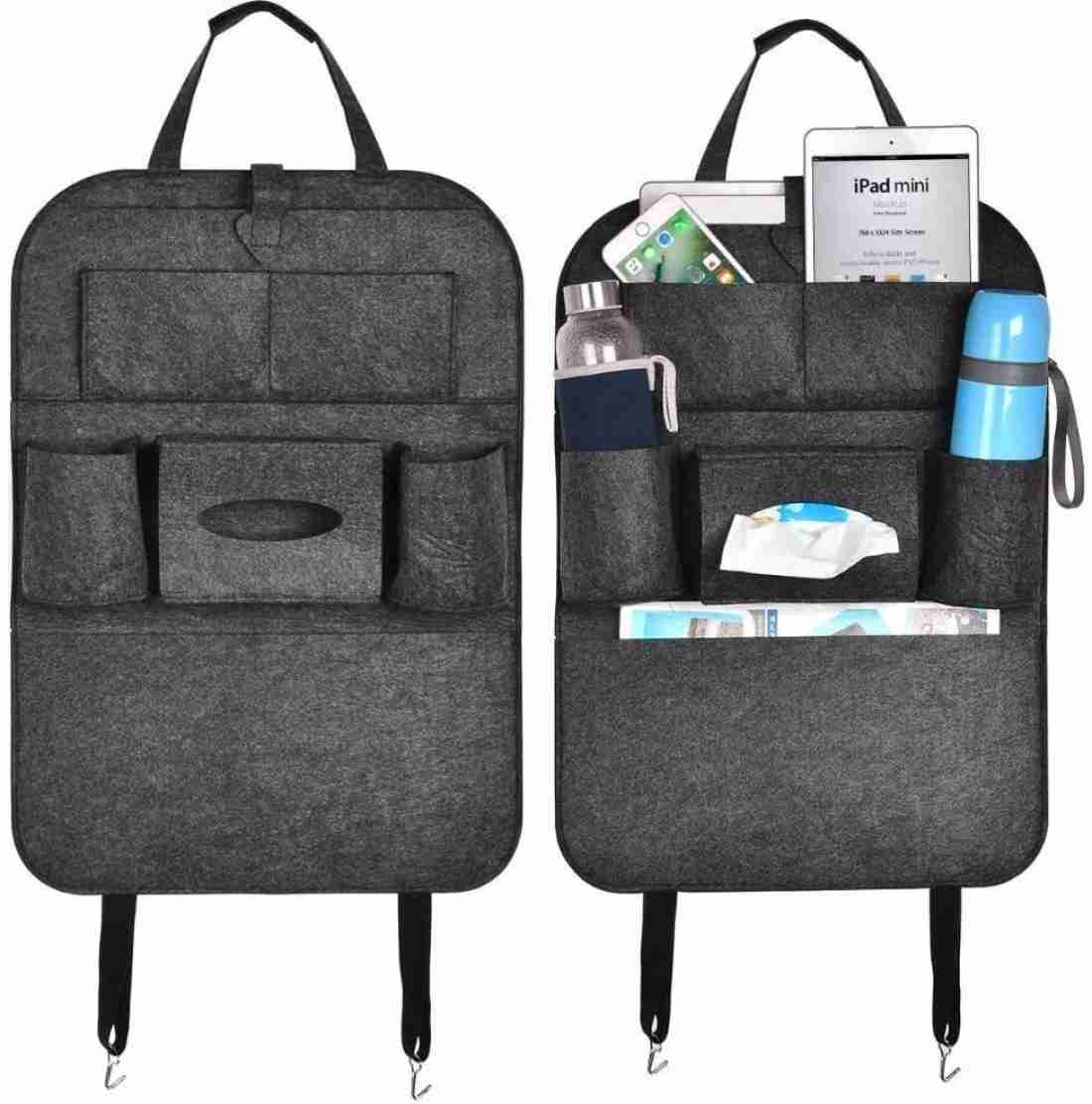 Car Back Seat Organizer With Multi Pockets Rear Storage, Pen, Bottles, –  Double R Bags