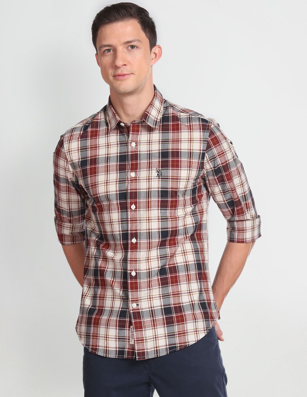 U.S. Polo Assn. Denim Co. Men Checkered Casual Red Shirt