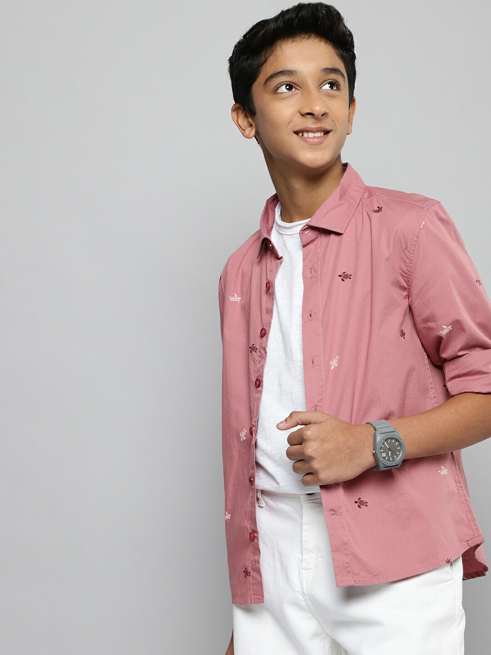 M H Juniors Boys Printed Casual Pink Shirt Buy M H Juniors Boys