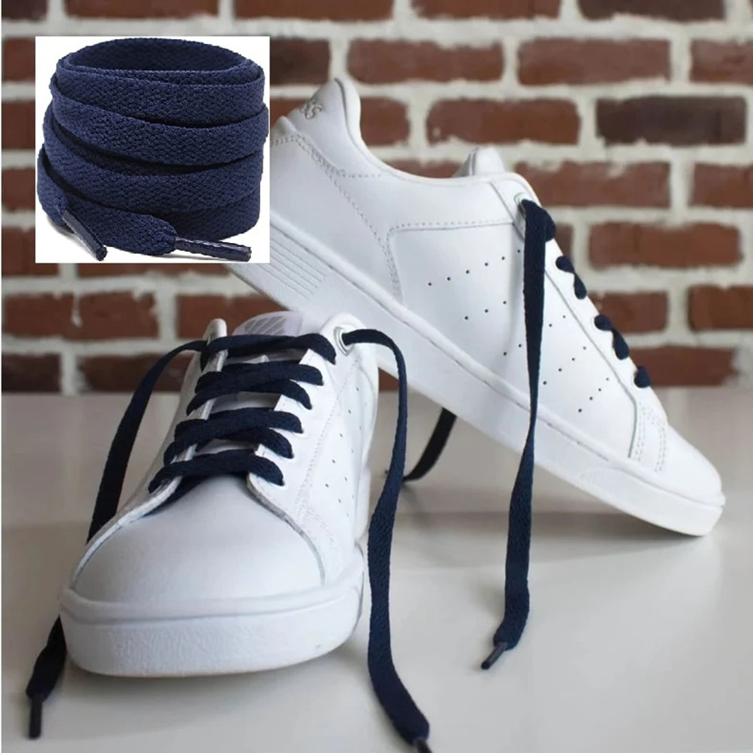 Navy blue flat shoelaces best sale