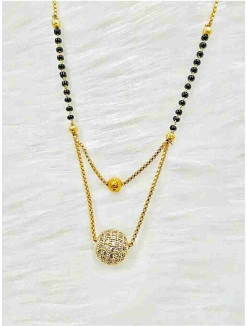 Bhavyaj Beautiful American Diamond Ball Mangalsutra Two Layer