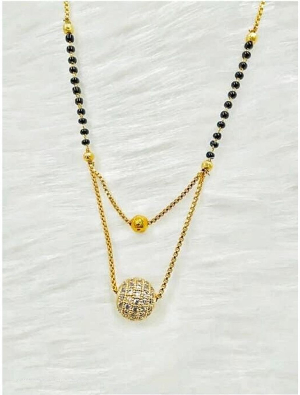 Bhavyaj Beautiful American Diamond Ball Mangalsutra Two Layer