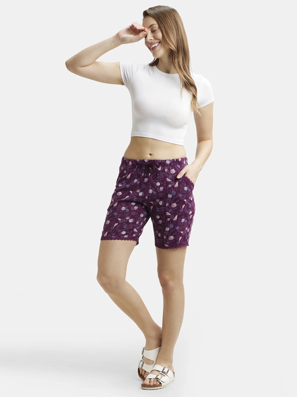 JOCKEY Striped Women Purple Basic Shorts - Buy JOCKEY Striped Women Purple  Basic Shorts Online at Best Prices in India