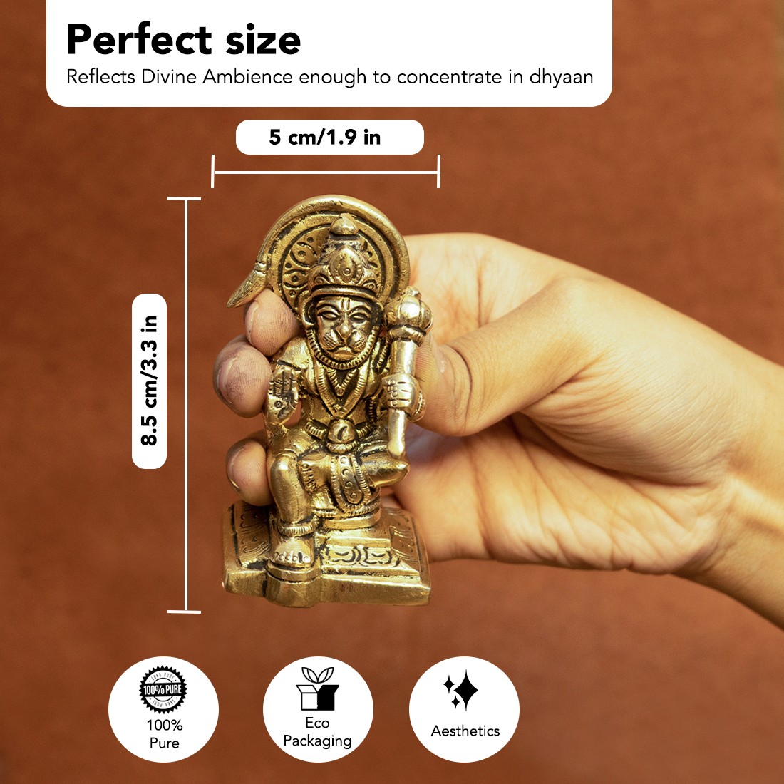 Lord Hanuman Good Luck Idol  Pure Brass Figurine – ServDharm