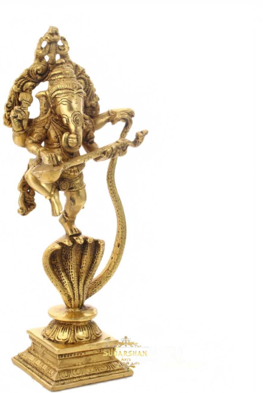 sudarshanarts 10 Brass Dancing Ganesha on a Snake Head, Lord