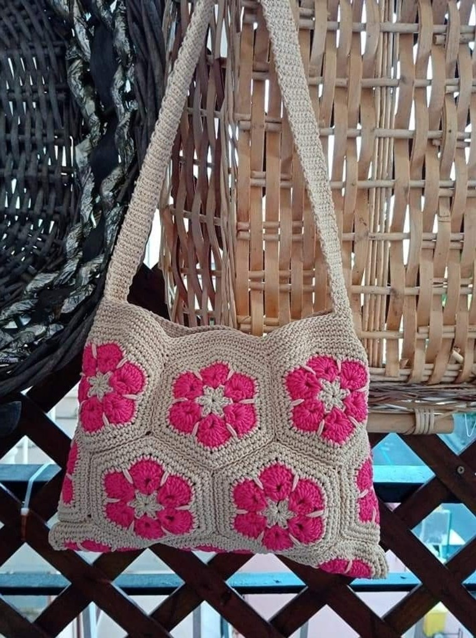 Crochet work bag best sale