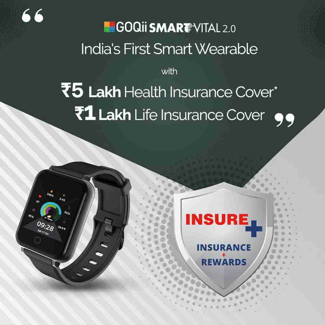 GOQii Smart VItal 2.0 HD display 5 lakhs Health 1 lakh Life Insurance Smartwatch Price in India Buy GOQii Smart VItal 2.0 HD display 5 lakhs Health 1 lakh