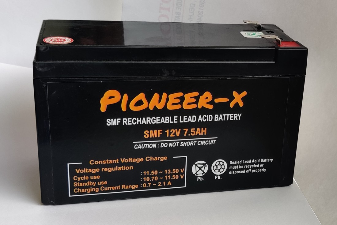 Pioneer-x 12 volt 7.5 ah SMF rechargeable battery for light, lift