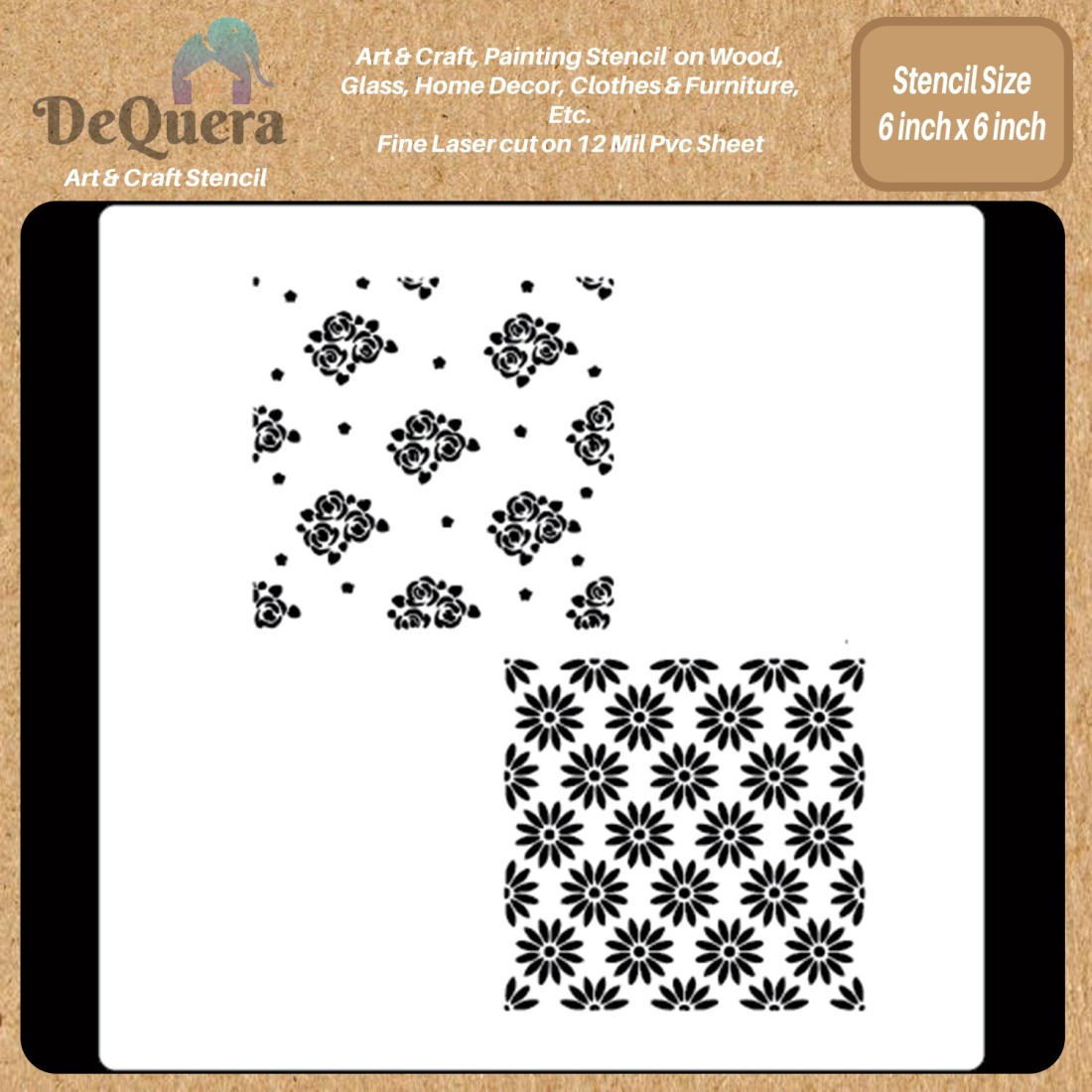 Rose Stencils 4inch Reusable Flower Stencils for Painting on Wood