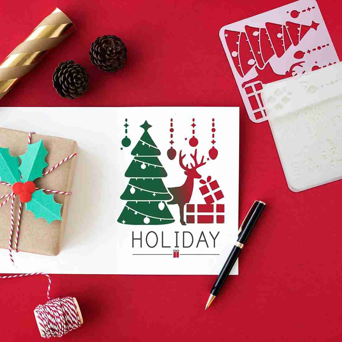 12Pcs Christmas Stencils for Painting on Wood Reusable Christmas Template  for Wood Signs Canvas Windows Cookies Art & DIY Crafts