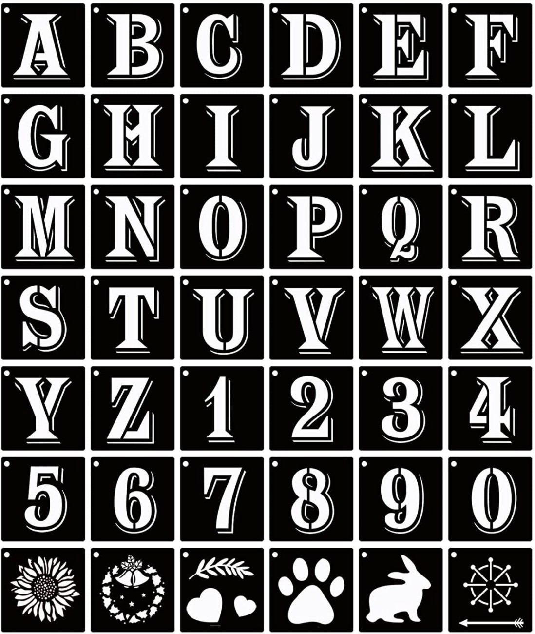4 Inch Letter Stencils Symbol Numbers Craft Stencils, 42 Pcs Reusable  Alphabet Templates Interlocking Stencil Kit for Painting on Wood, Wall,  Fabric