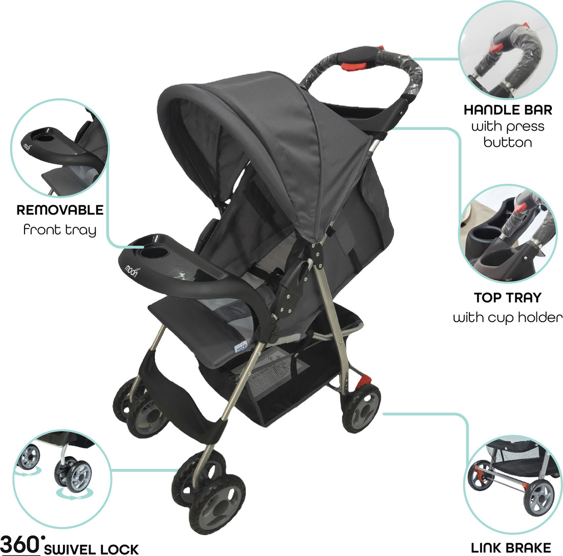 Moon Bezik One Hand Fold Travel Stroller Pram Suitable For 0