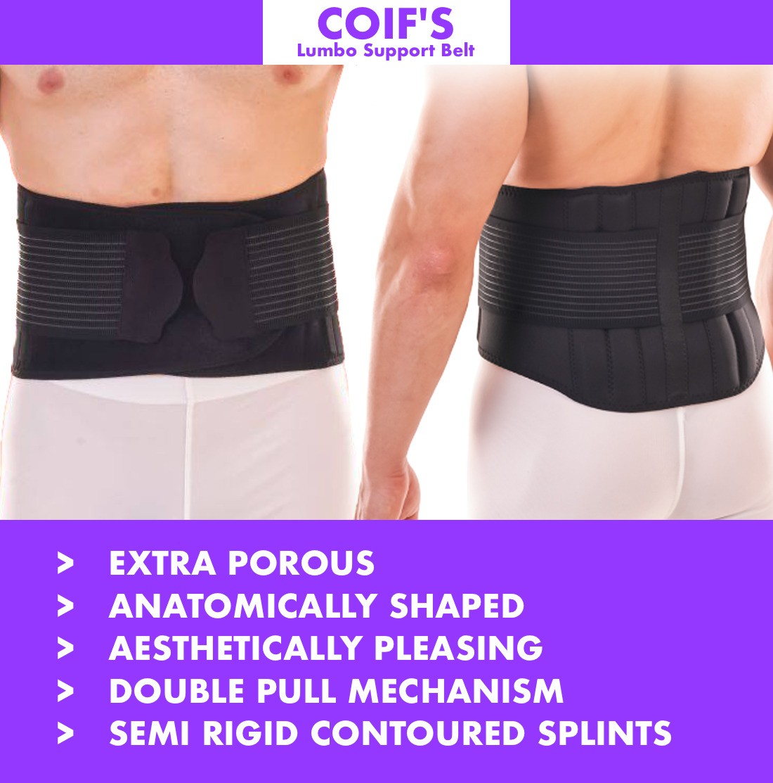 COIF Lower Back Support Lumbar Corset Belt for Waist pain relief