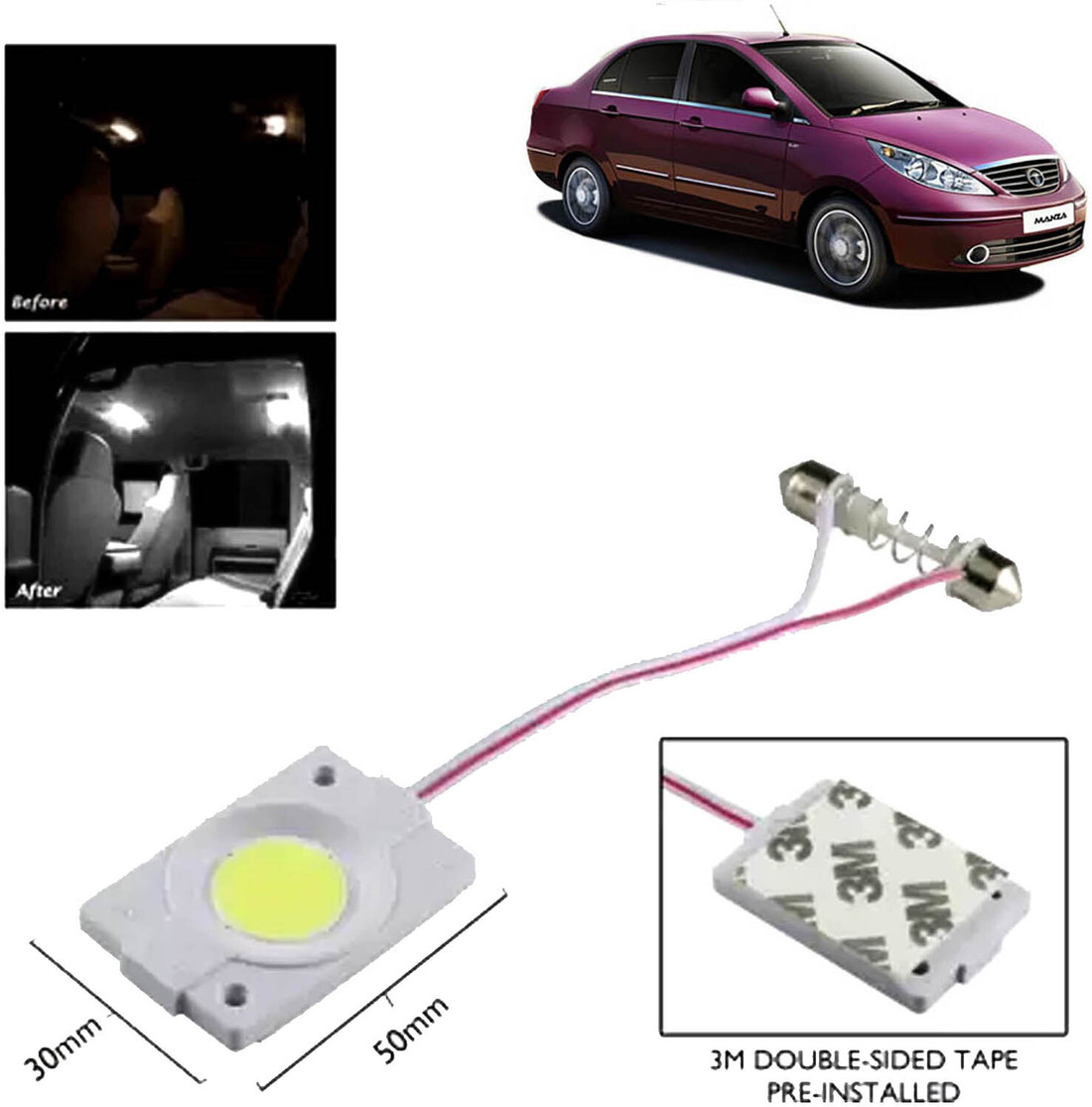 aksmit 9 SMD Car Roof Led Interior light white for Manza