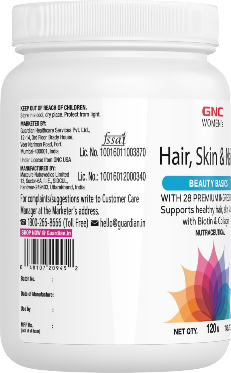 GNC Women's Hair, Skin and Nails Formula - 120 Tabs - Fitnesstack.com