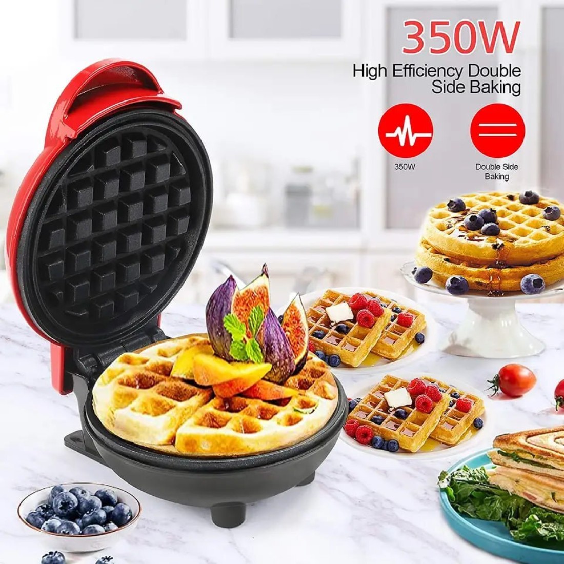 CREATION BAZAAR Portable Electric Non-Stick Waffle Iron , Round Waffle  Maker Grill Machine Waffle Maker Price in India - Buy CREATION BAZAAR  Portable Electric Non-Stick Waffle Iron , Round Waffle Maker Grill