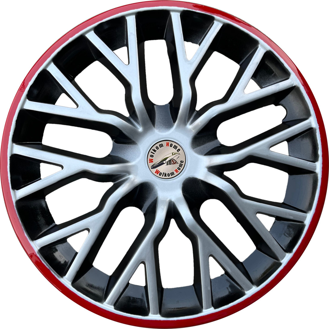 WolkomHome Wheel cap Hub Cap Silver Black Red Ring Car
