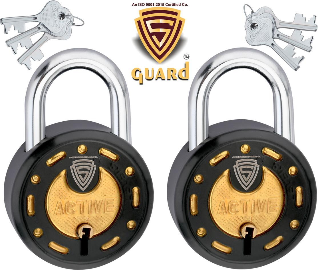 S-GUARD Active 7-Lever 52 mm Iron Padlock, Pack of 2 (Black, Gold) at ₹137 (69% Off) – Shopsy
