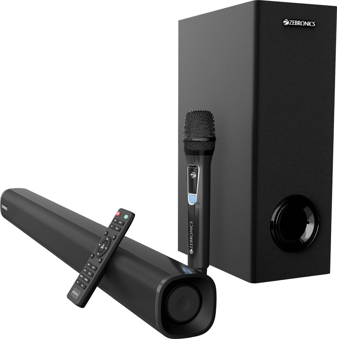 Zebronics Juke Bar 4120 200W 2.1 Channel Soundbar with Wired Subwoofer, Bluetooth & Wireless Mic sound bar price comparison image