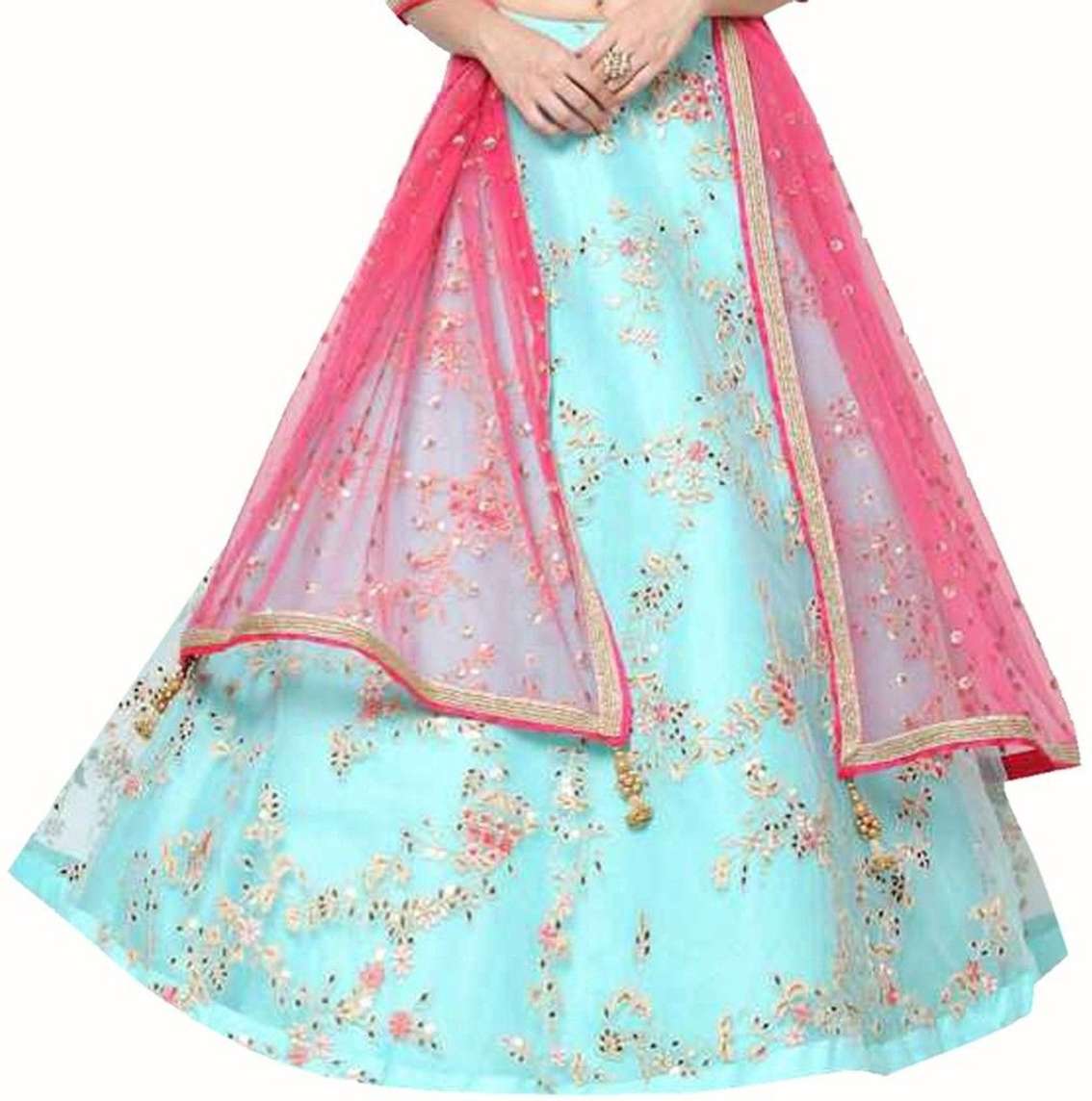 Girls Lehenga Choli Ethnic Wear Embroidered Lehenga, Choli and Dupatta