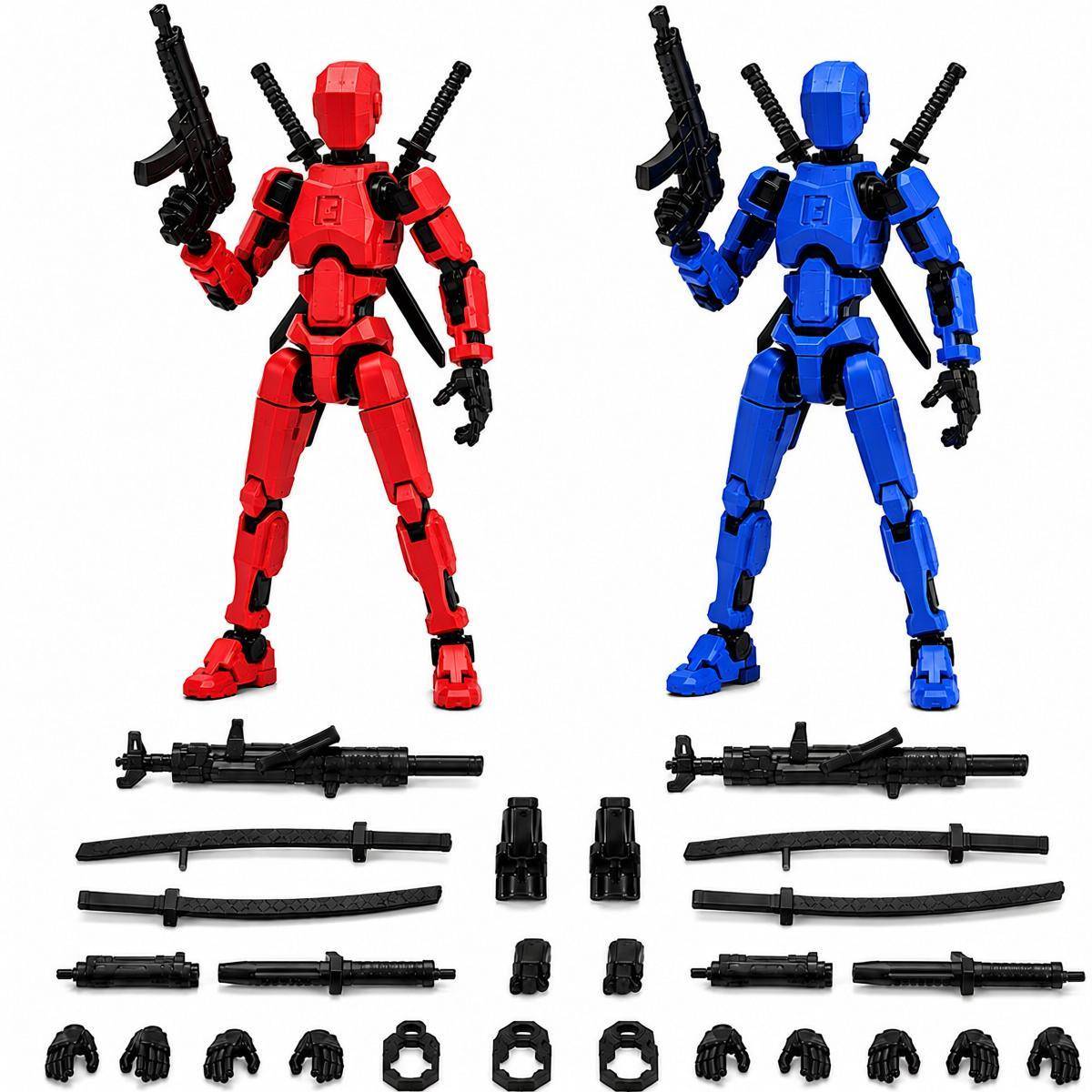 Version 2 Red Blue Poseable Action Figure Set with Toy Accessory Pack — photo 6