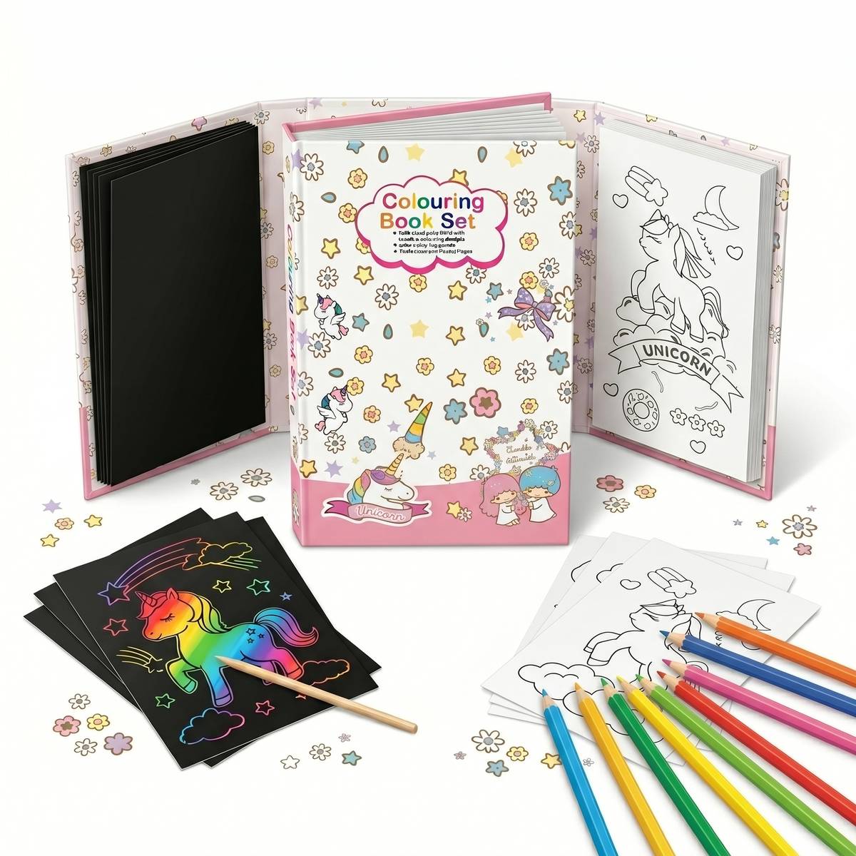 Rainbow Pony Scratch Art & Colouring Book Set for Girls & Boys — photo 6