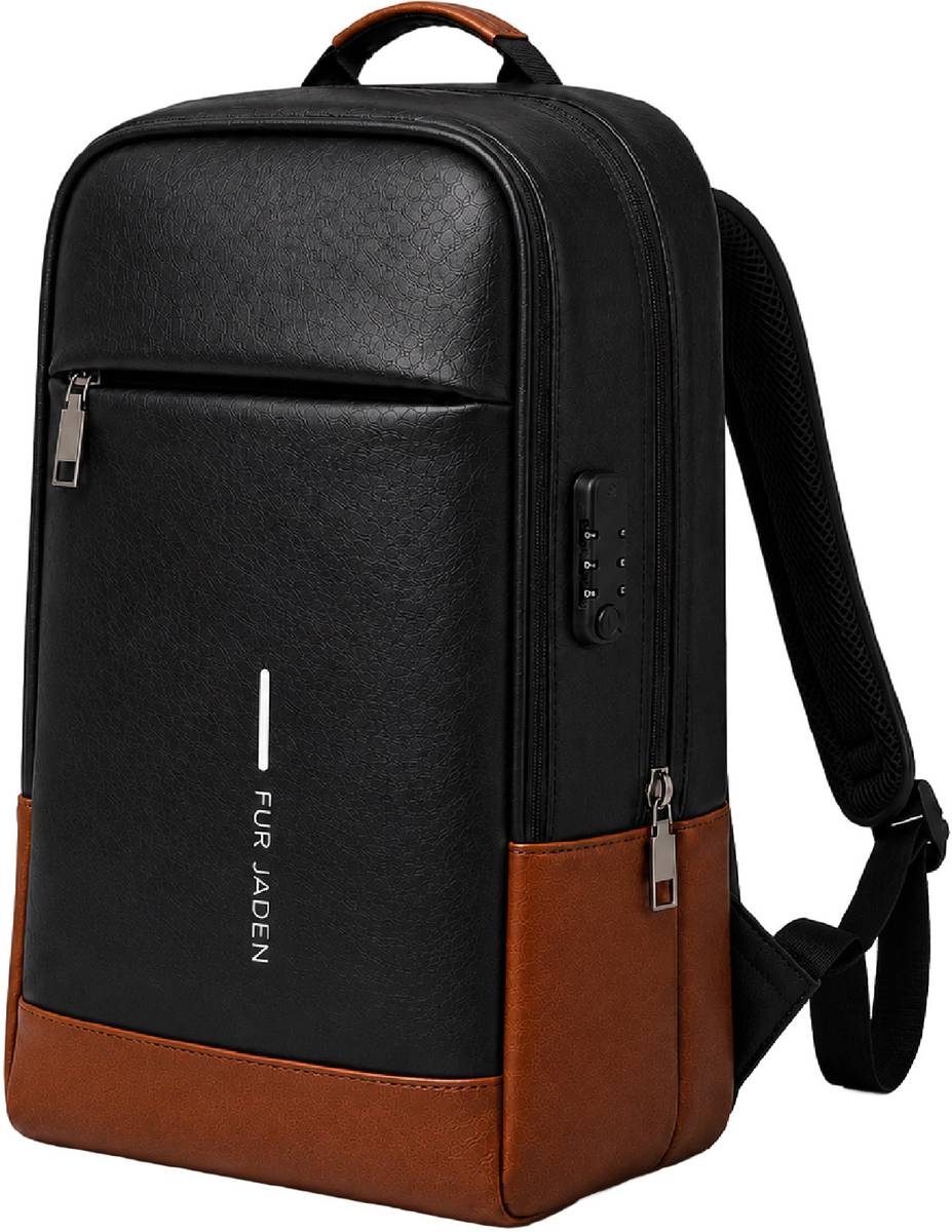 FUR JADEN Vegan Leather Anti Theft Number Lock 15.6 Inch 25 L Laptop Backpack — photo 6