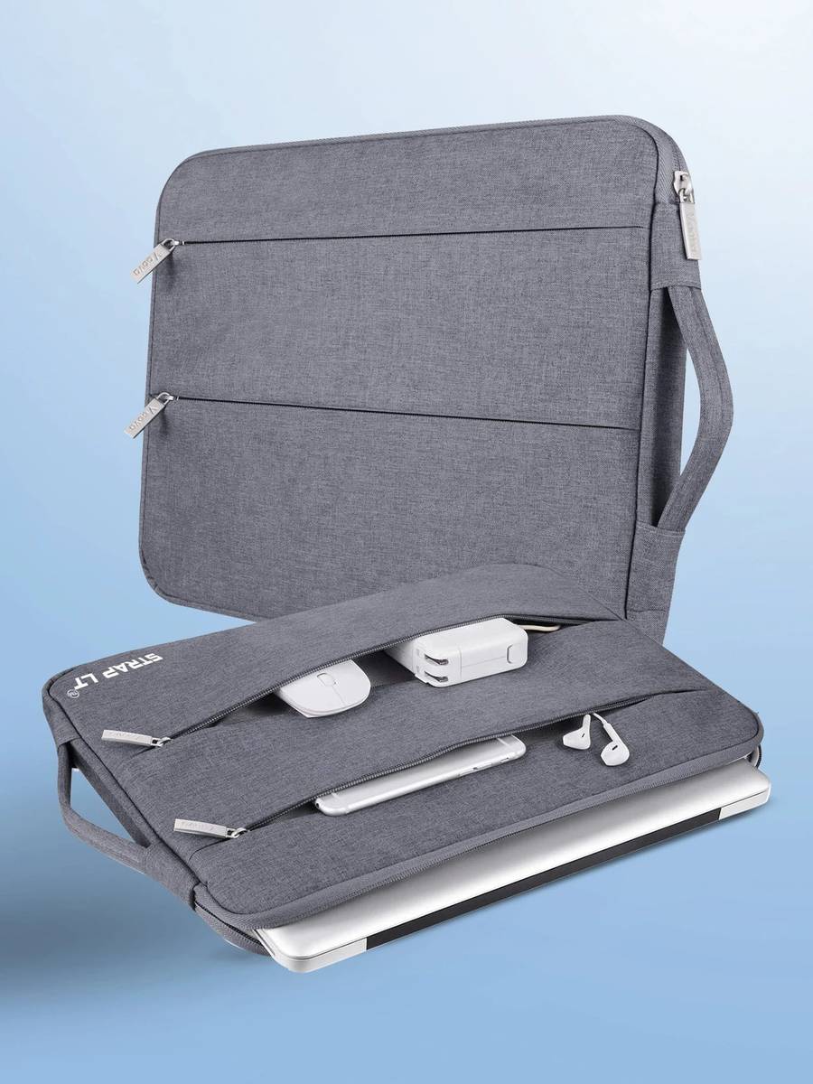 Straplt Laptop Sleeve Carrying Case 13.6-14 Inch Compatible with 14 Inch MacBook Pro,15 Inch Surface Book 3/Laptop 4,HP Pavilion,Asus Acer Samsung Chromebook,Computer Cover Bag with Handle,Grey Waterproof Laptop Sleeve/Cover — photo 6