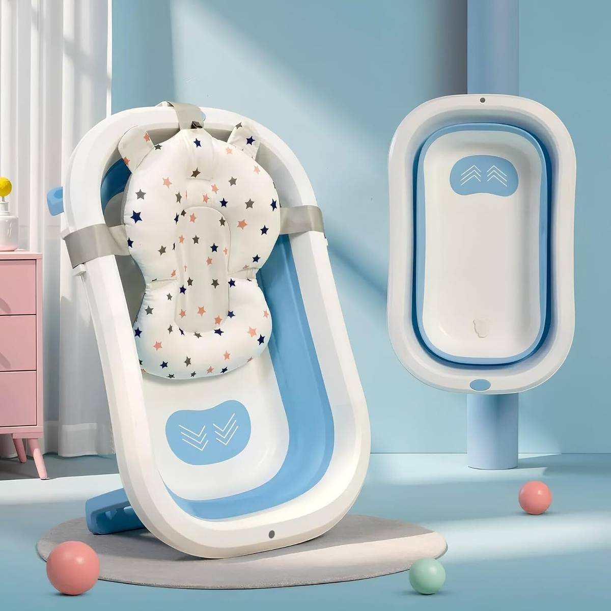 StarAndDaisy Foldable Infant Bath Tub with cushion, Newborn Toddler Bathing Support — photo 6