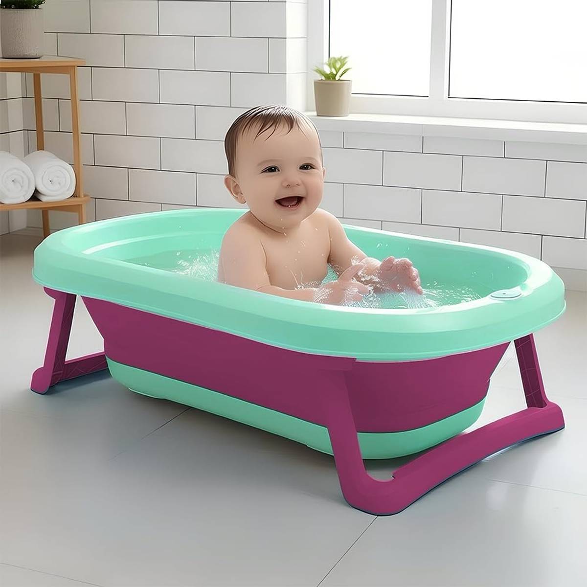 StarAndDaisy Baby Bath Tub for 0�5 Years, Foldable with Legs, Easy Storage — photo 2