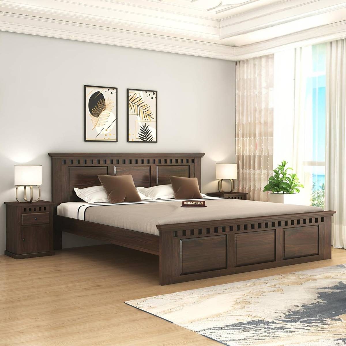 SONA ART & CRAFTS Kuber Sheesham Wood Queen Size Bed Without Storage Solid Wood Queen Bed, 208 cm x 160 cm (6.82 ft x 5.25 ft) — photo 6