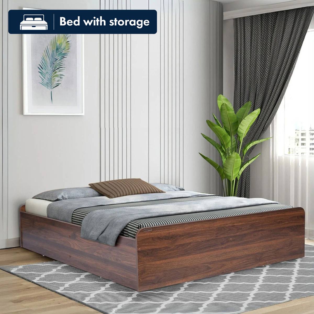 Mintwud Pepperfry Den Queen Size Bed, Storage without Bottom Panel Engineered Wood Queen Box Bed, 186 cm x 127 cm (6.1 ft x 4.17 ft) — photo 6