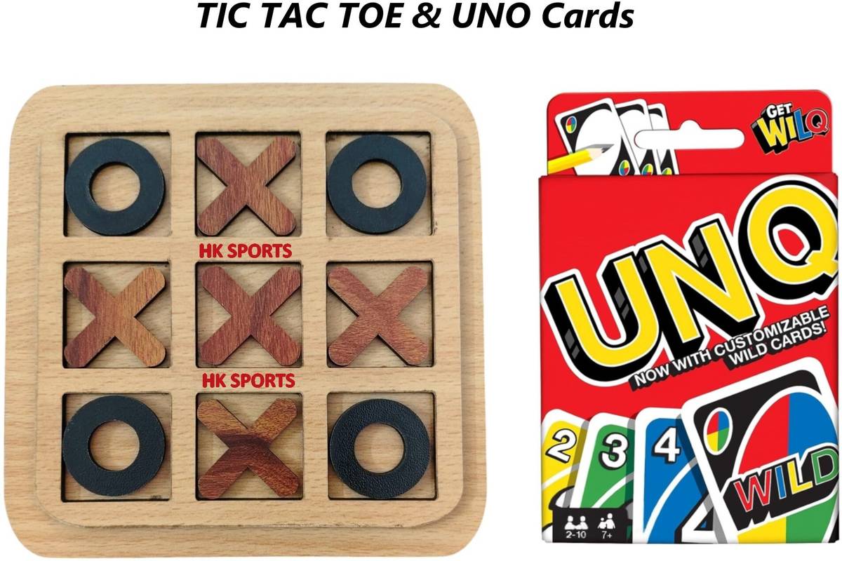 HK Sports Wooden Tic Tac Toe Game with UNO Cards — photo 5